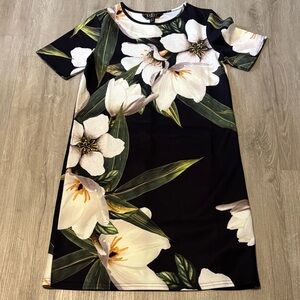 Lipsy Black Dress with White Floral Print